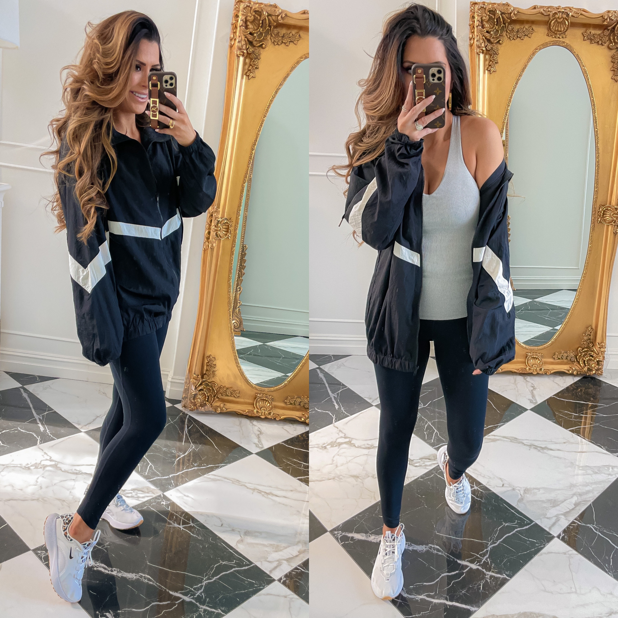 dstrom Anniversary Sale 2021 Picks, best of NSALE 2021, Nordstrom sale must haves blog post zella leggings, Emily gemma2 |  Nordstrom Anniversary Sale US fashion blog, The Sweetest Thing: image of Emily Gemma wearing a Nordstrom athletic jacket, black leggings, ribbed tank top, and nike sneakers. 