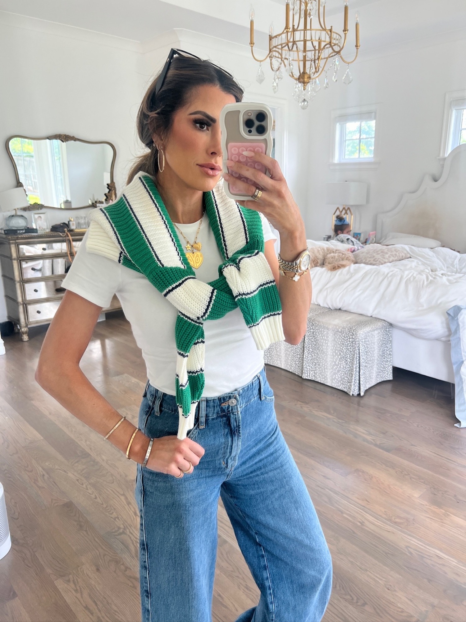Casual fashion, citizens of humanity paloma jeans, white tee,staud sweeater, Emily Ann Gemma, best denim, best jeans