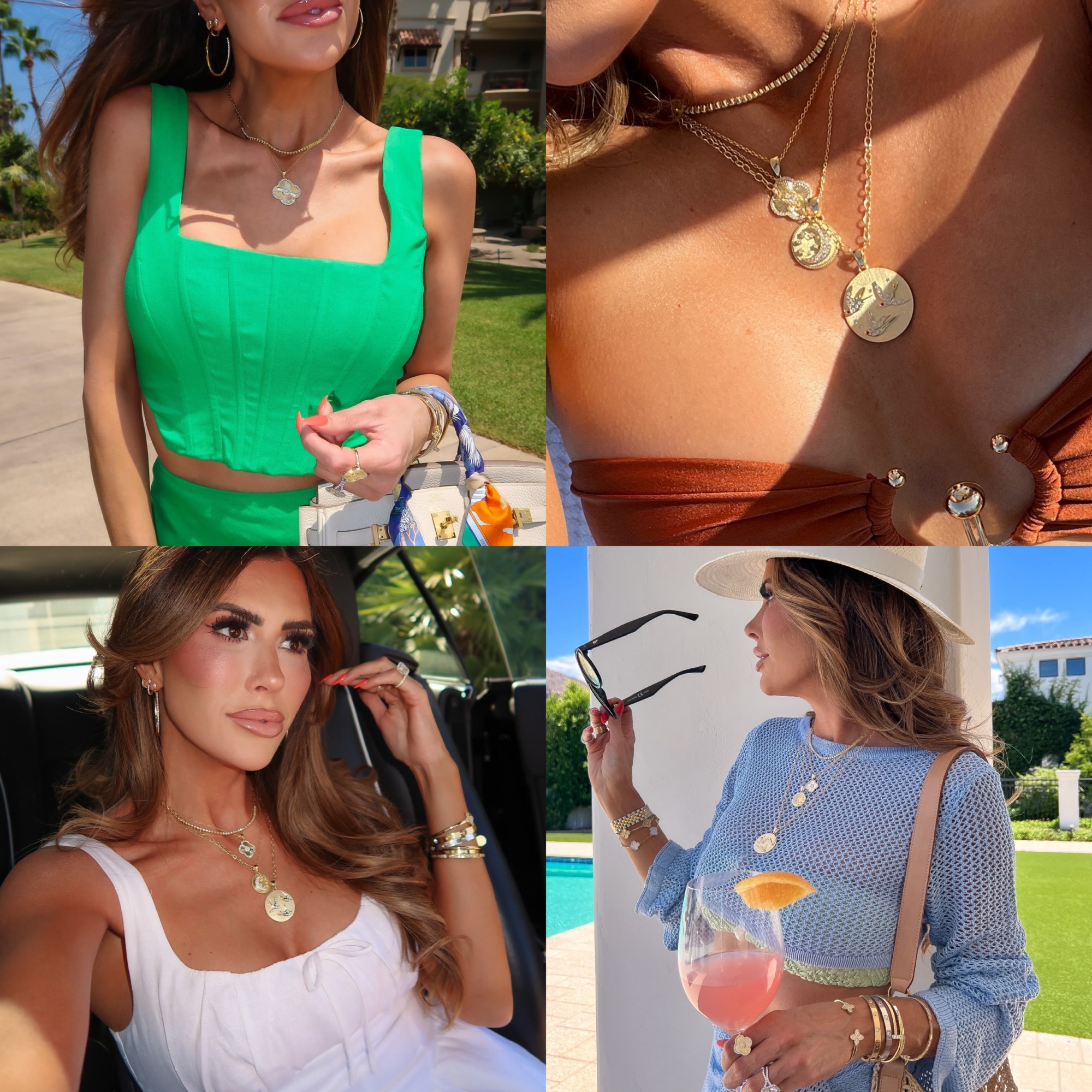 Emily gemma jewelry, Van Cleef dupe necklace, Van Cleef dupe ring, summer necklace trends 2024, Victoria Emerson x Emily Ann Gemma jewelry collab