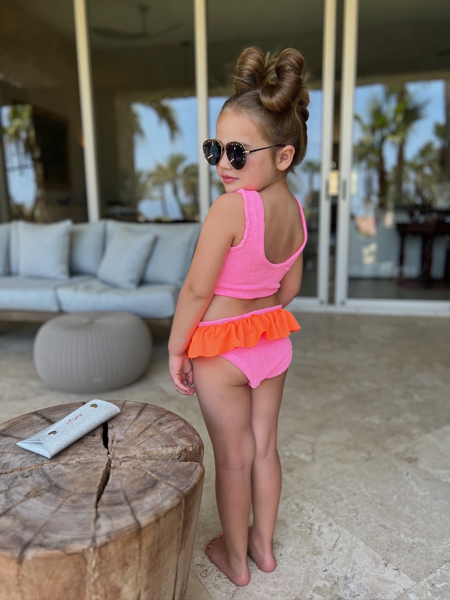 Hunza G, little girls swimsuit, Sophia Gemma, pink swimsuit