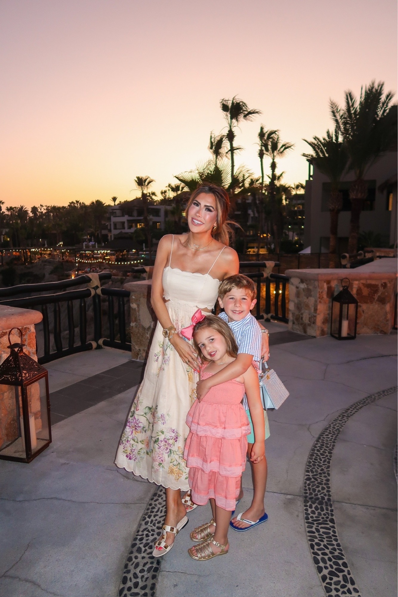 Zimmermann dress, resortwear, Valentino shoes, summer sandals, Emily Ann Gemma, raffia purse, Fendi handbag