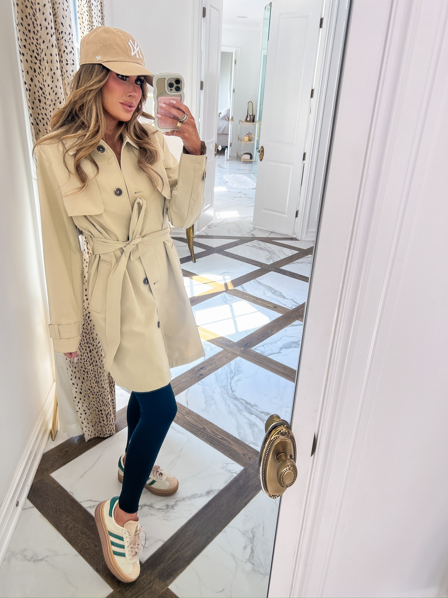 Affordable fashion, adidas gazelles, fall trench coat, Emily ann Gemma